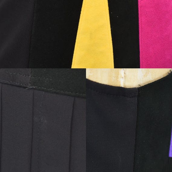 1990s Cache Ultra Suede Patchwork Black Pleated C… - image 10