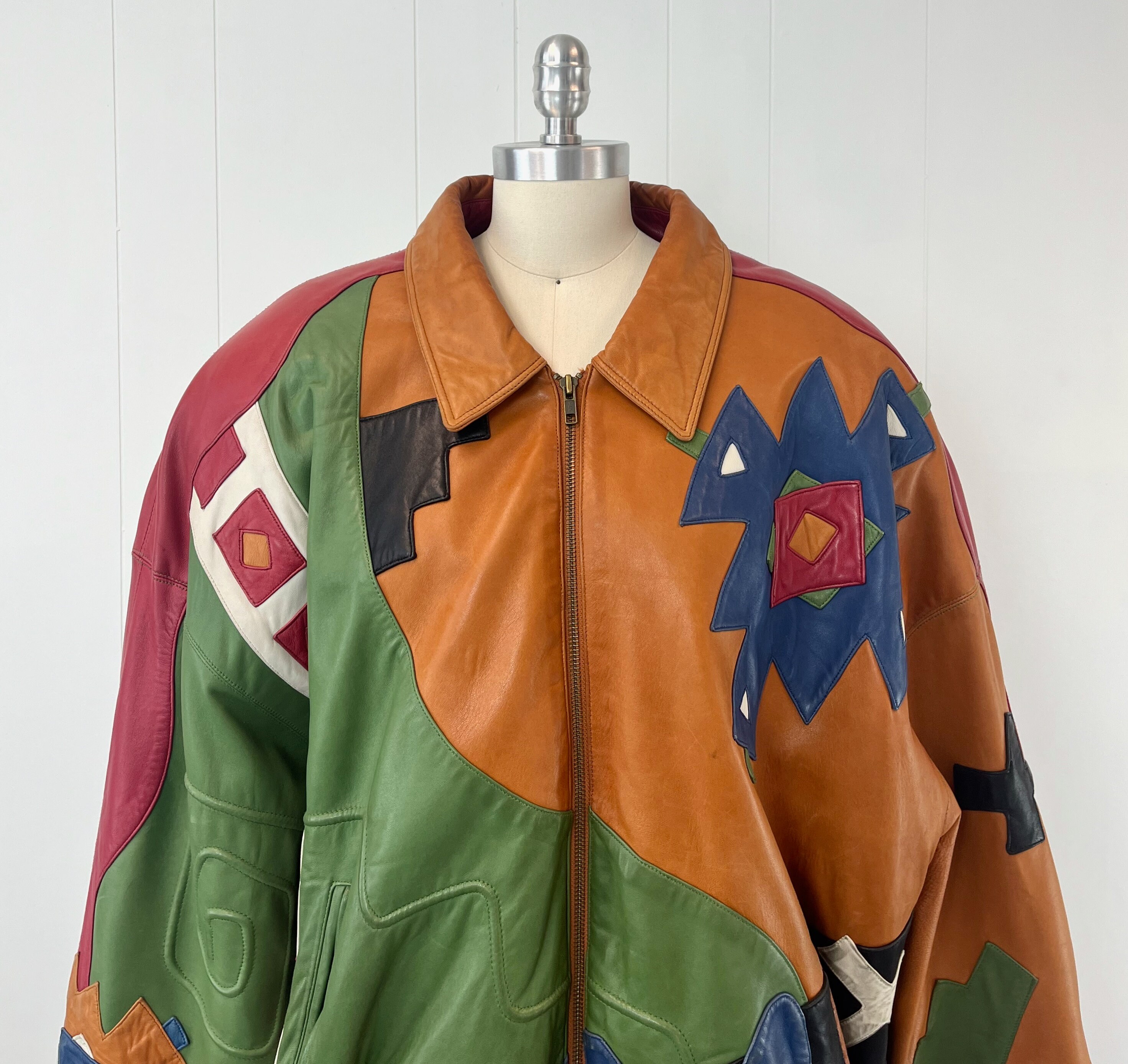1990s Marc Buchanan Pelle Pelle Leather Crazy Colorful