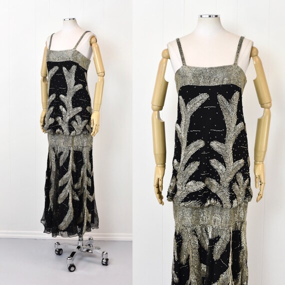 RARE 1980s does 1920s Carlota Alfaro Black Silver… - image 2