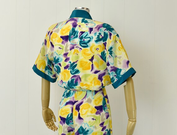 1980s Oscar de la Renta Floral Silk Romper - image 9