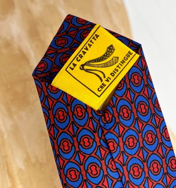 1960s Fermar Blue & Orange Patterned Slim Tie - image 6