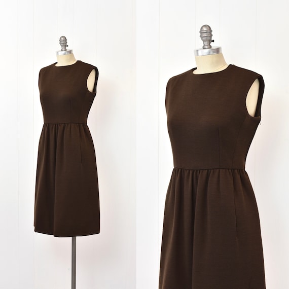 1960s Geoffrey Beene Chocolate Brown Wool Dress - image 3