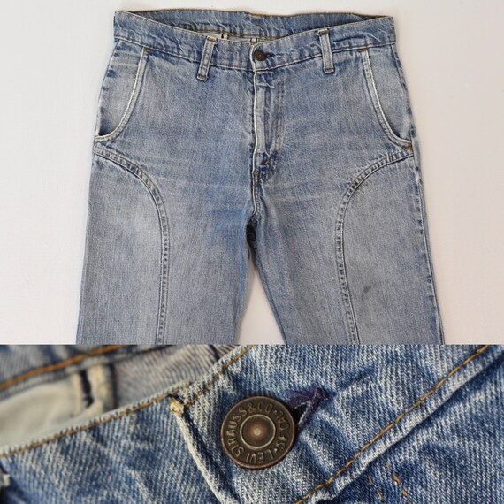 1970s Levis Blue Feather Tab Light Wash Denim Jea… - image 2