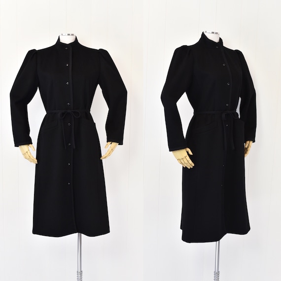 1990s Guy Laroche Black Puff Sleeve Coat