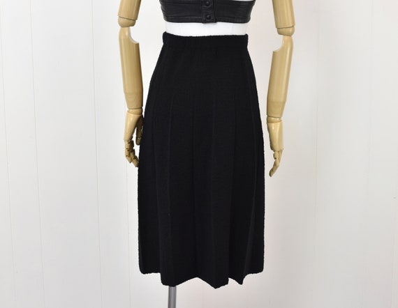 1980s Adolfo Saks Fifth Avenue Black Wool Pleated… - image 7