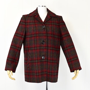 1950s Pendleton Red Black Classic Plaid Coat Jacket