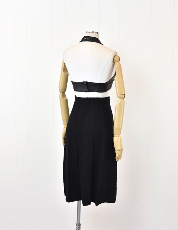 1980s Adolfo Saks Fifth Avenue Black Wool Pleated… - image 8