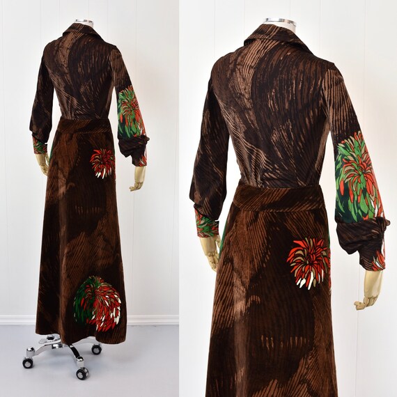 1970s Brown Floral Henry Miller Two Piece Skirt &… - image 7