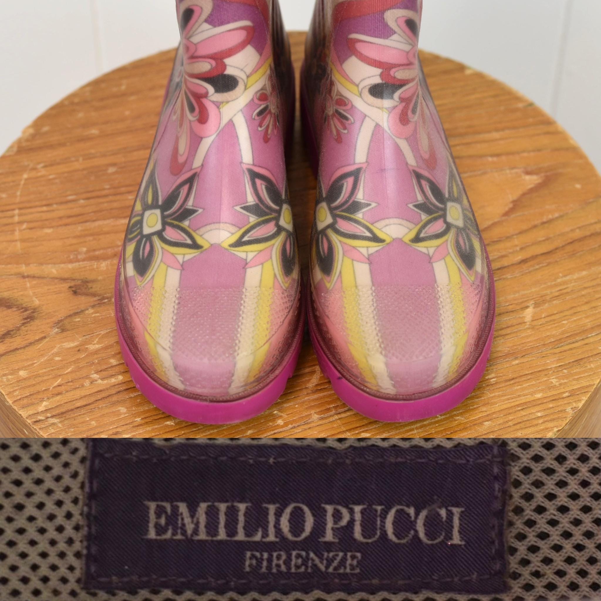 Vintage Emilio Pucci Pink Floral Psychedelic Patterned Rubber
