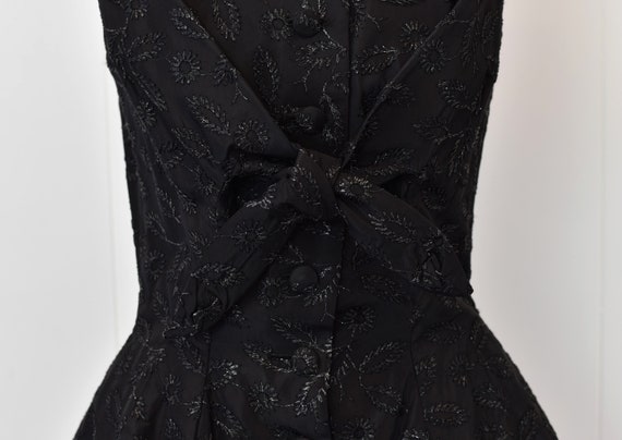 1950s Suzy Perette Black Floral Metallic Embroide… - image 3