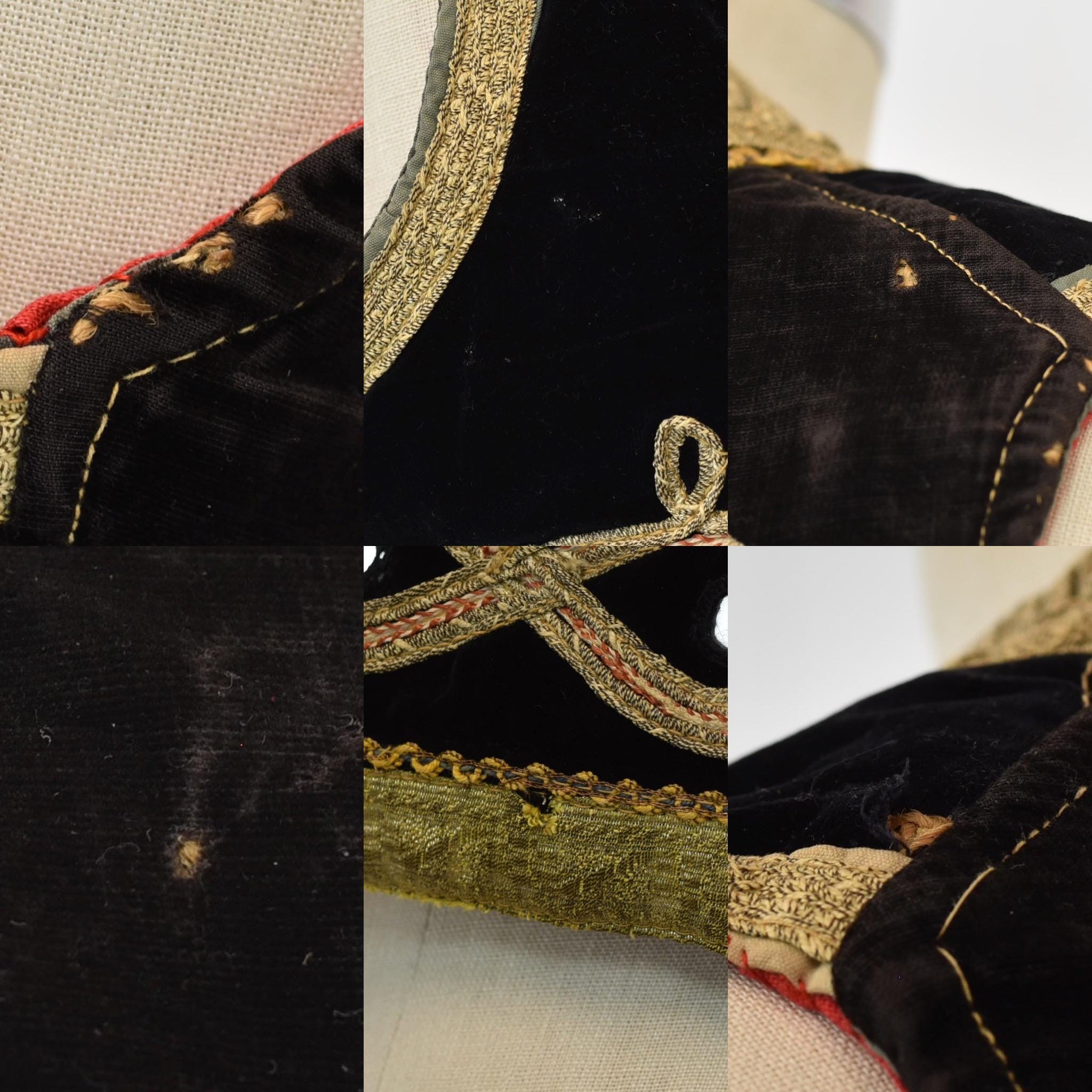 1960s Black Velvet Metallic Gold Embroidered Turkish Mirror 1960s Black Velvet Metallic Gold Embroidered Turkish Mirror