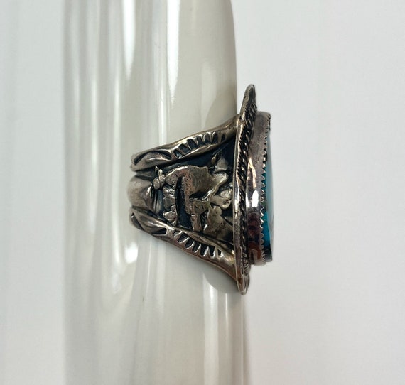 Vintage Navajo B Sterling Silver Turquoise Large Chun… - Gem