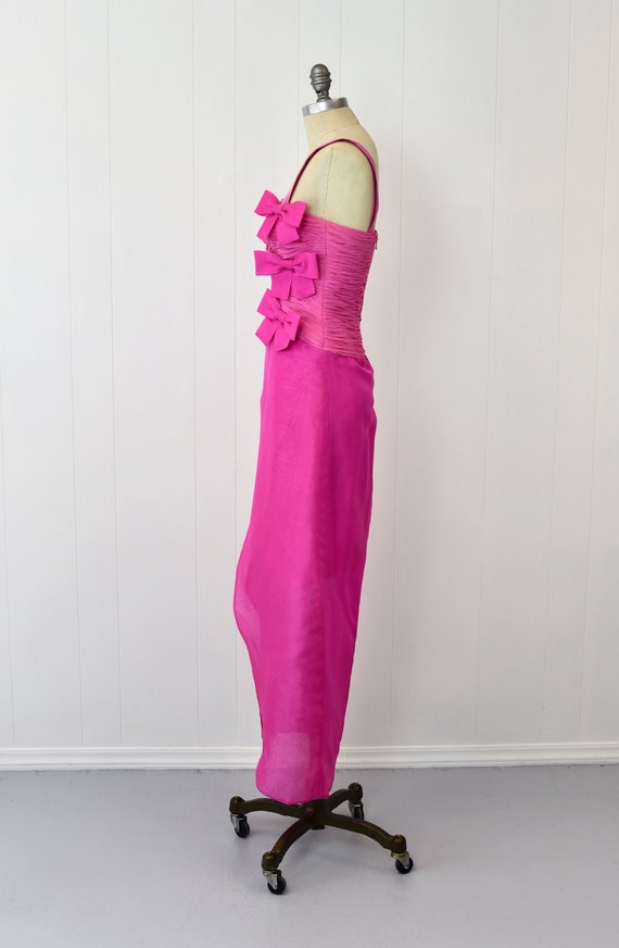 1980s Louis Feraud Pink Bow Party Dress Gown - image 4