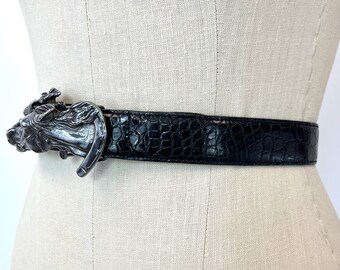 1970s/1980s Gucci Horse Head Horseshoe Buckle Black