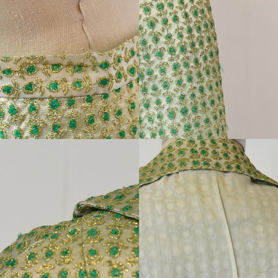 1960s Gold & Green Metallic Brocade Arbe Three Pi… - image 10