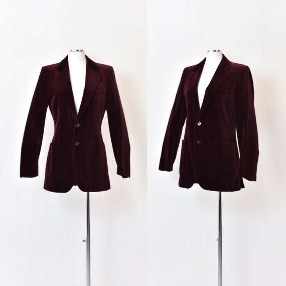 1970s Yves Saint Laurent Burgundy Velvet Jacket - image 1