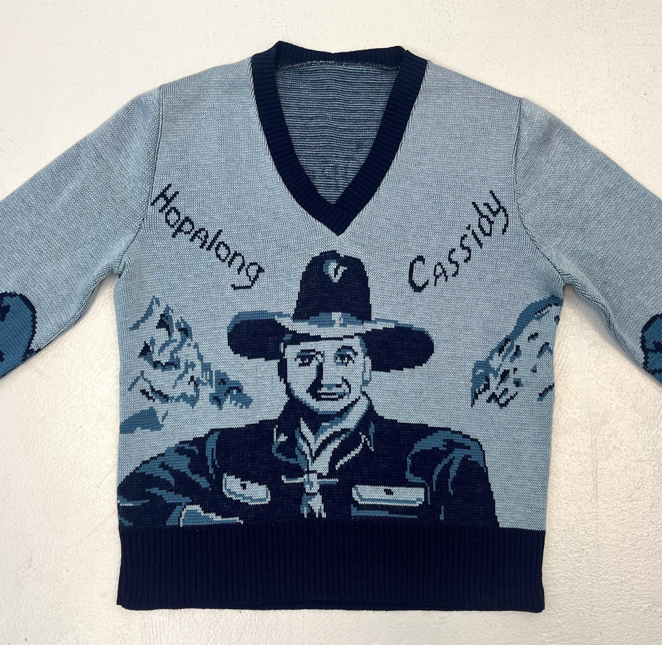 RARE 1950s Hopalong Cassidy Topper Cowboy Western Horse Blue Wool Knit Pullover Collectible Sweater Top Etsy