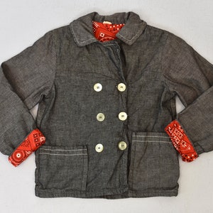 NOS 1960s/1970s Gray Bandana Print Interior Button Up Children Junior Jacket