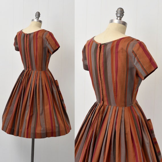 1960s Orange Striped Junior Towne Day Dress - image 8