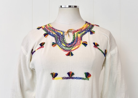 1960s/1970s Embroidered Woodstock Hippie Boho Pea… - image 2