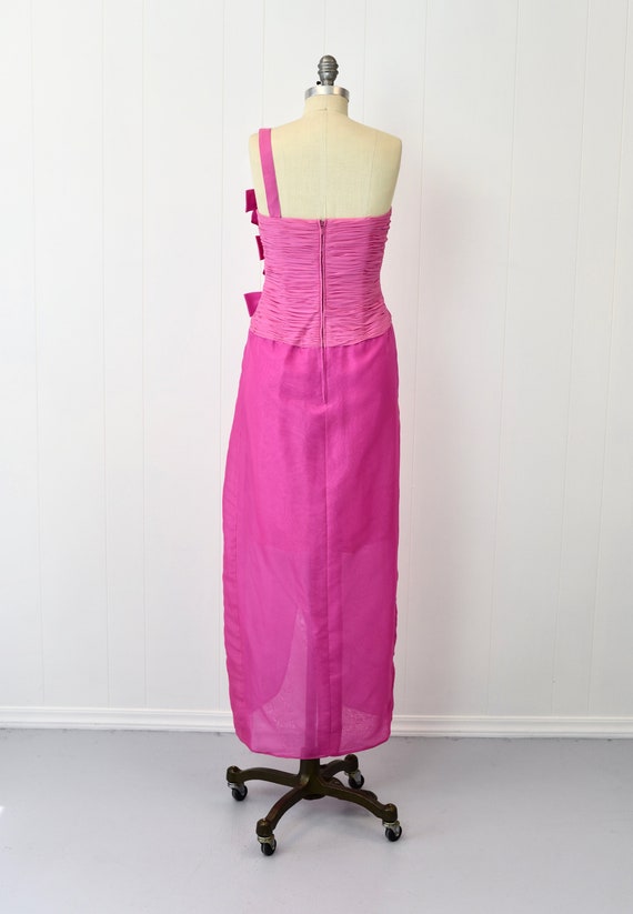 1980s Louis Feraud Pink Bow Party Dress Gown - image 6