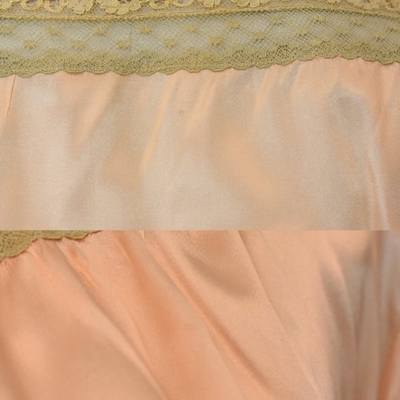 1940s Peach Pink Floral & Polka Dot Lace Bed Jack… - image 7