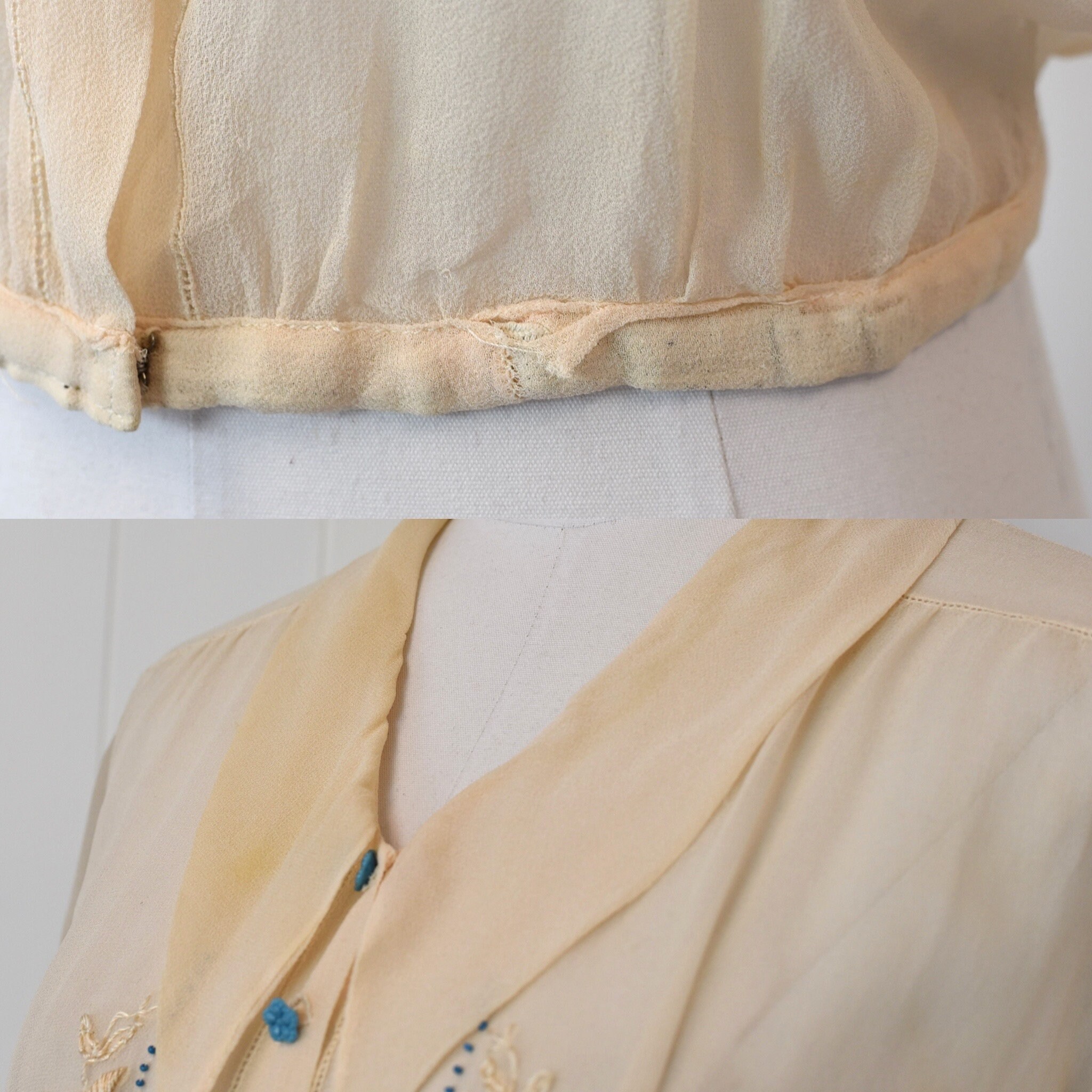 Antique Early 1920s Ivory Sheer Silk Crepe Beaded Blouse - Etsy