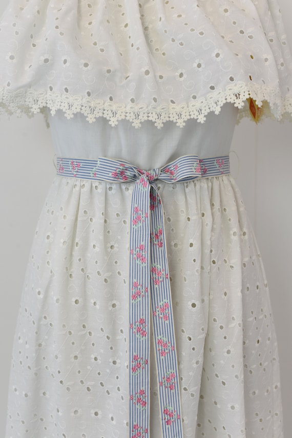 NOS 1970s Miss K Alfred Shaheen White Eyelet Maxi… - image 4