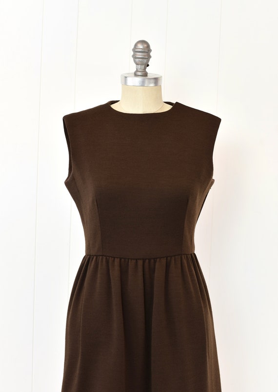 1960s Geoffrey Beene Chocolate Brown Wool Dress - image 2