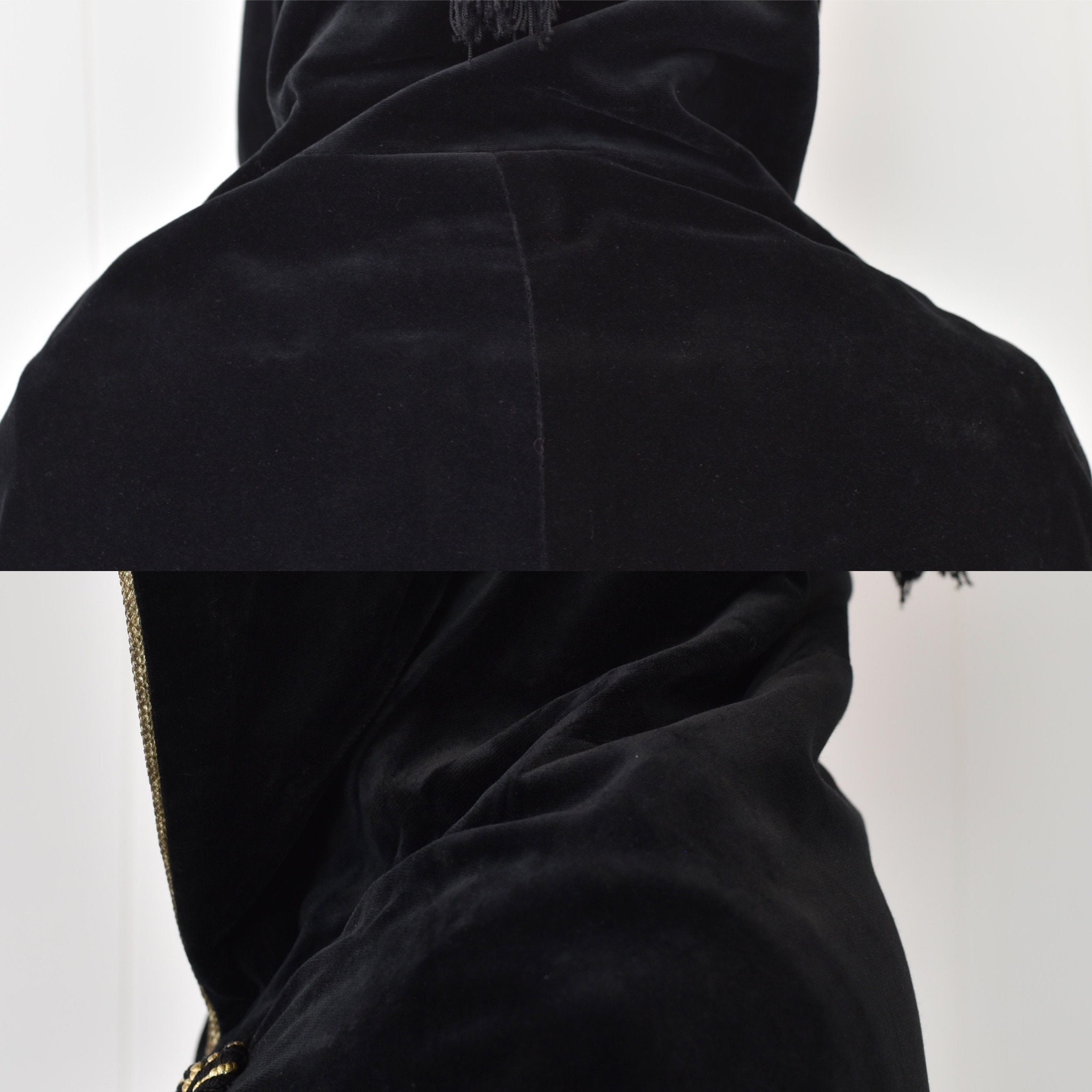 RARE 1970s Yves Saint Laurent Rive Gauche Black Velvet Gold