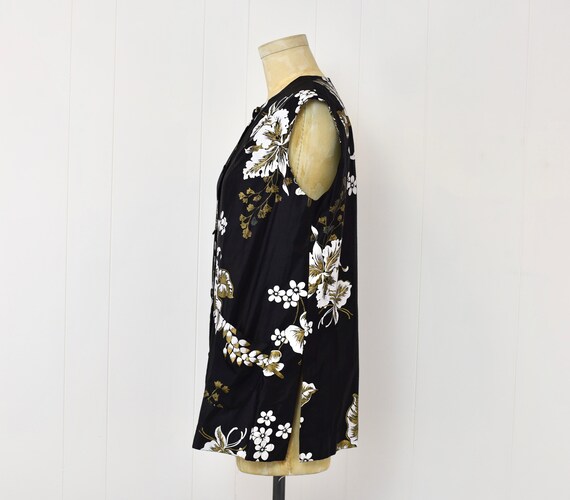 1960s Paradise Hawaii Black Metallic Gold Floral … - image 5