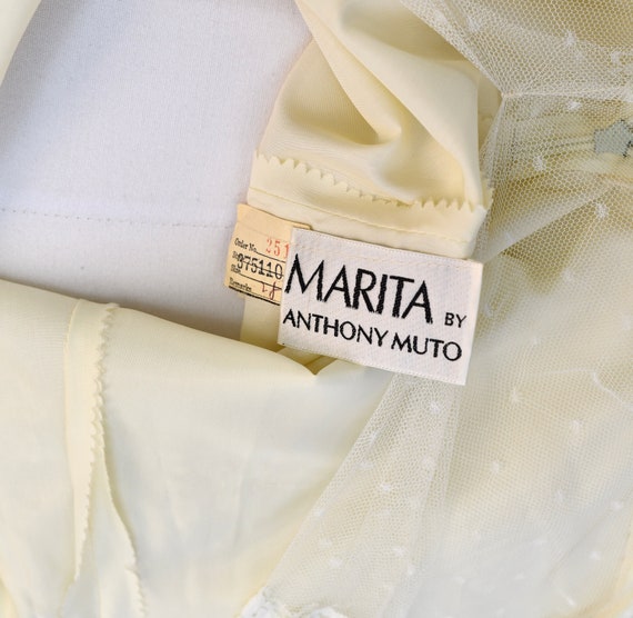 1970s Designer White Floral Tulle Dress Marita by… - image 10