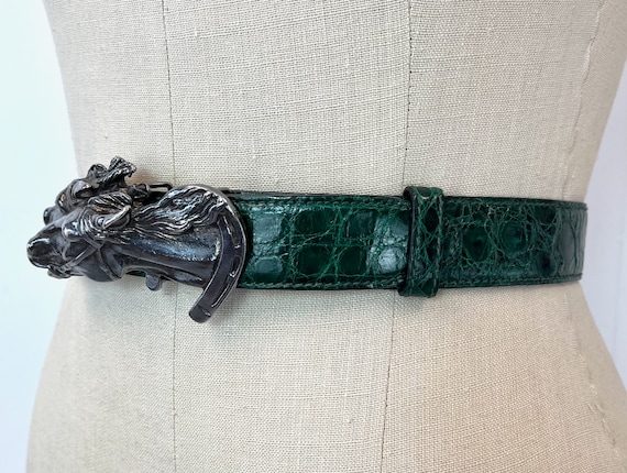 1970s/1980s Gucci Horse Head Horseshoe Buckle Green  display picture 2