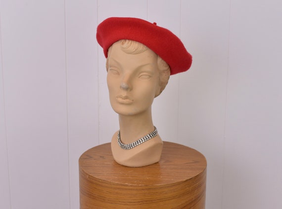 1980s Red Wool Normandy Ultrabasque Beret Hat - image 2