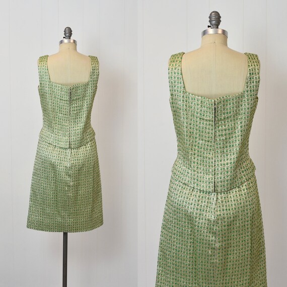 1960s Gold & Green Metallic Brocade Arbe Three Pi… - image 7