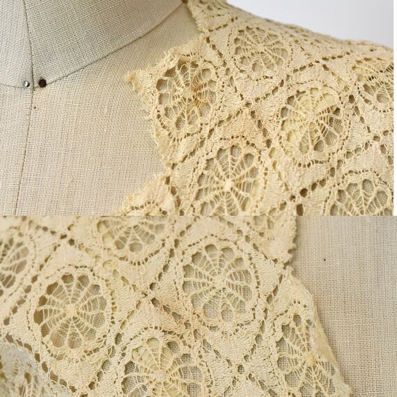 1940s/1950s Spiderweb Lace Cream Ivory Day Dress … - image 8