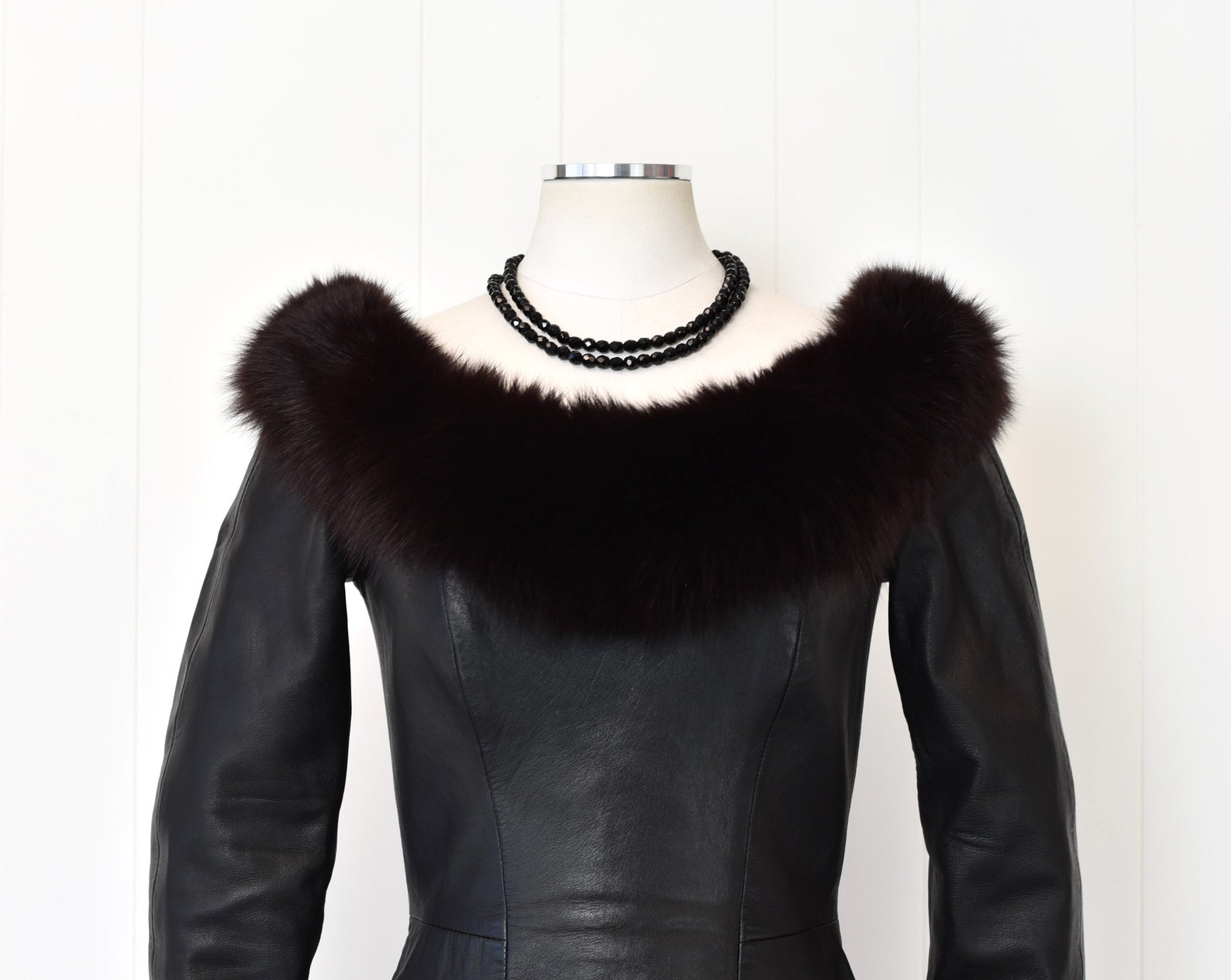 Robe Vintage Michael Hoban North Beach Leather Noir Années 80 - Taille M, Occasion Très Bon état