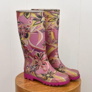 Vintage Emilio Pucci Pink Floral Psychedelic Patterned Rubber