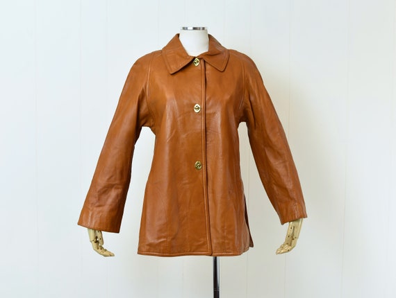 1960s Bonnie Cashin Sills Brown Leather Jacket Co… - image 1