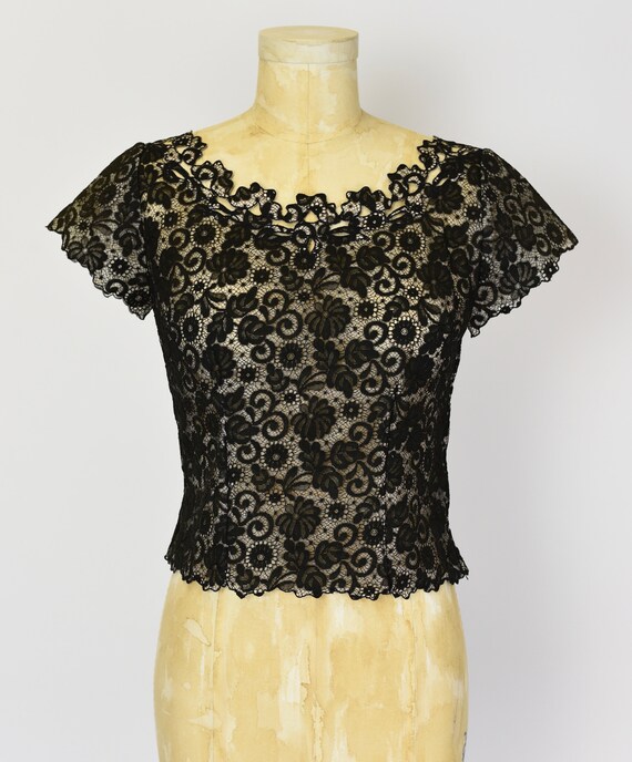 1950's Black Lace Blouse
