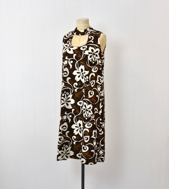 1970s Kiyomi Hawaiian Brown White Hibiscus Floral… - image 3