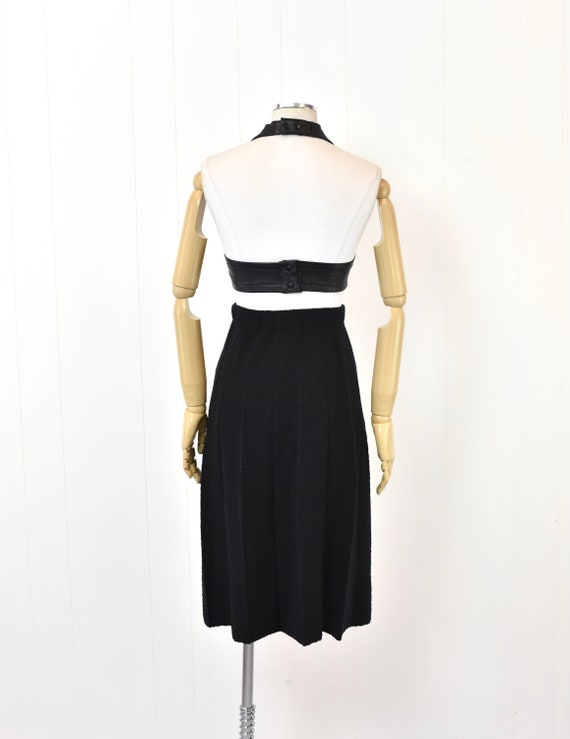 1980s Adolfo Saks Fifth Avenue Black Wool Pleated… - image 6