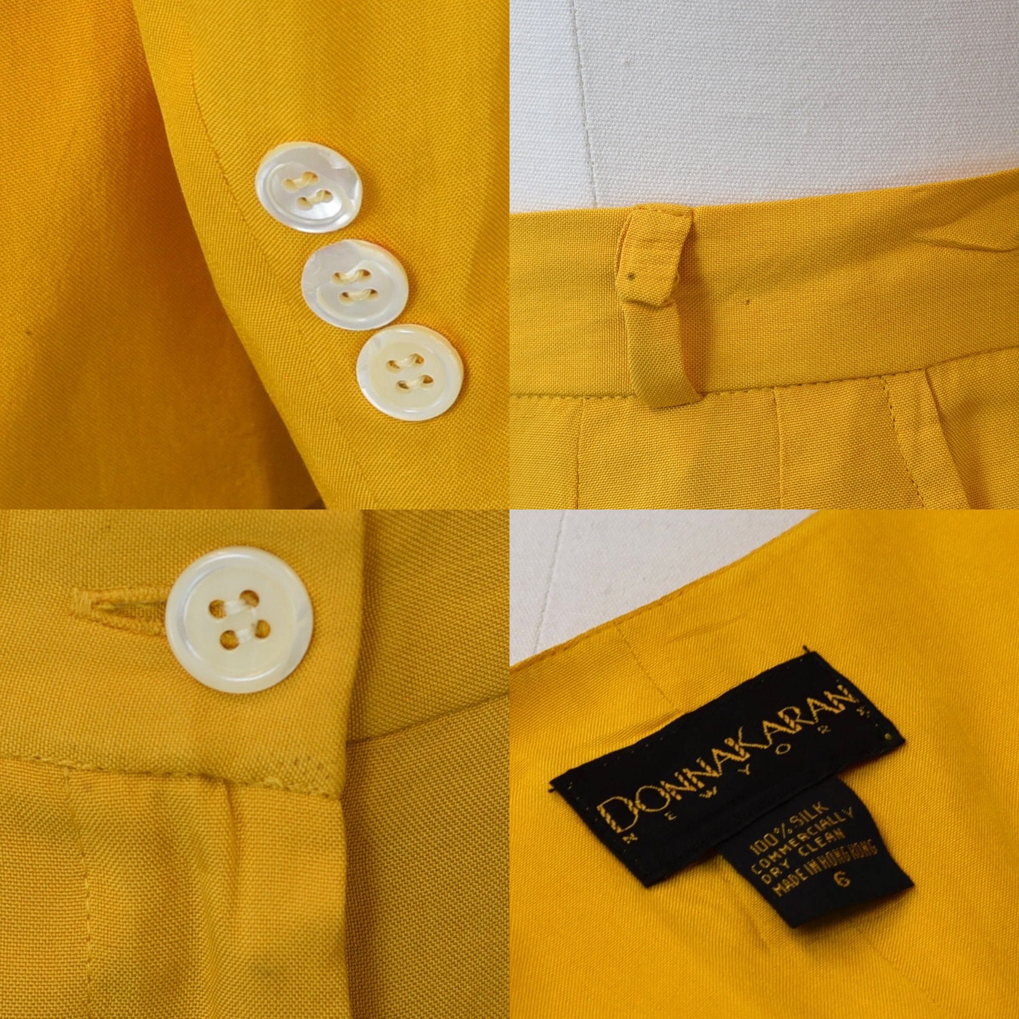 1990s Donna Karan New York Goldenrod Yellow Silk Two Piece Jacket 