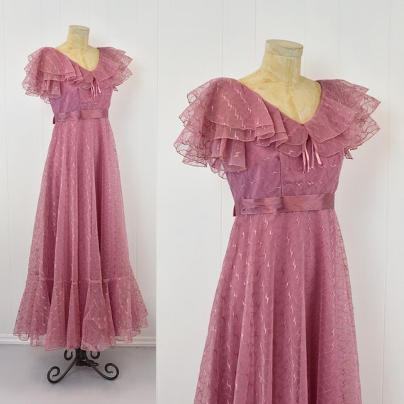 1970s Ruffle Tulle Purple Daphne Rose JC Penney P… - image 4