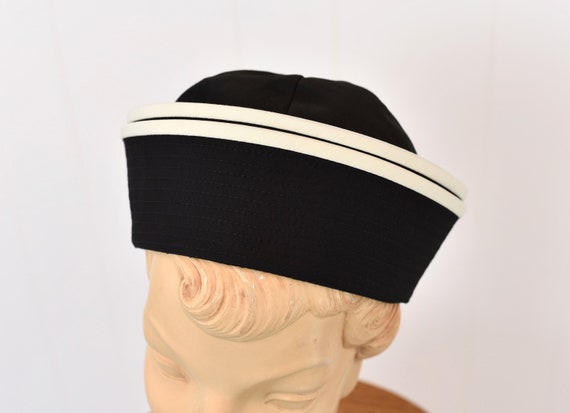 1970s Yves Saint Laurent Black & White Sailor Hat - image 4