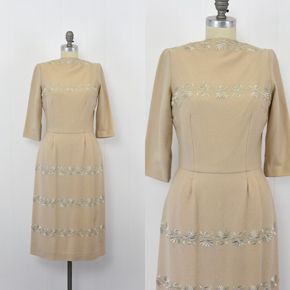 1950's Beige Cocktail Dress