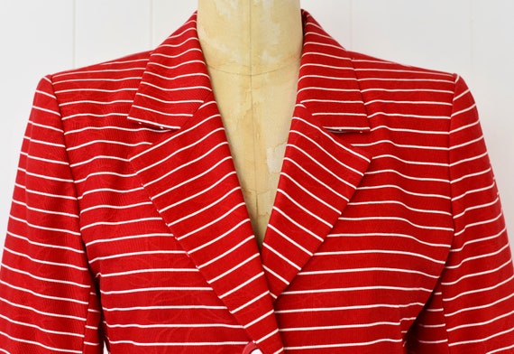 1990s Yves Saint Laurent Variation Red White Stri… - image 2