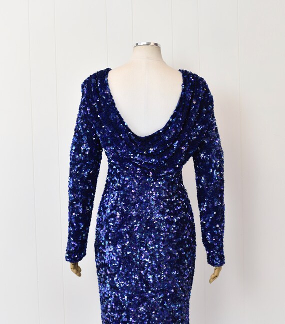 1980s Blue Purple Sequin Beaded Eve's Allure Part… - image 6