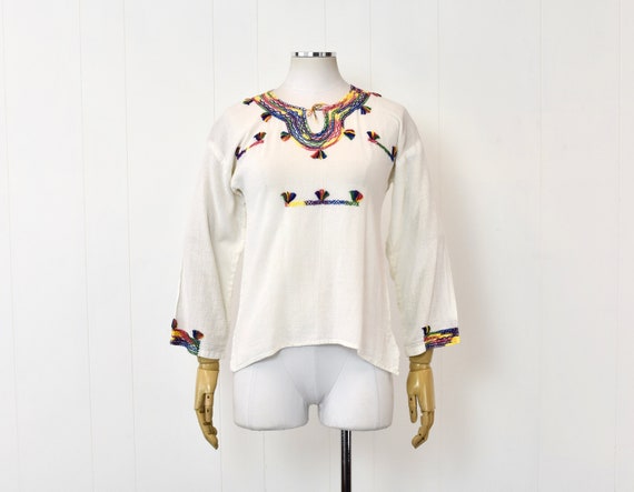 1960s/1970s Embroidered Woodstock Hippie Boho Pea… - image 1