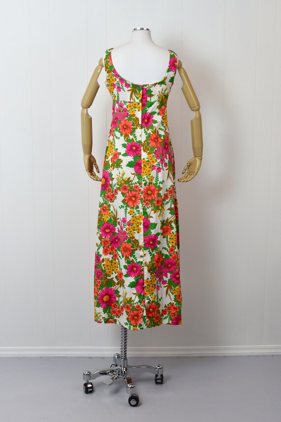 1960s/1970s Bright Floral Maxi Dress - image 7